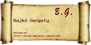 Bajkó Gergely névjegykártya
