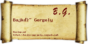 Bajkó Gergely névjegykártya